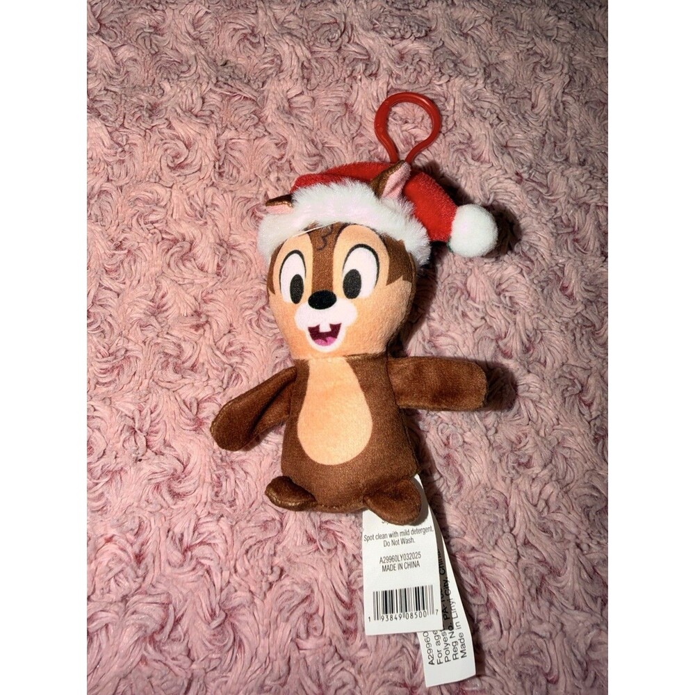 Disney Plush Clip Keychain Blind Bag Ruz Christmas Chipmunk Chip N Dale (Chip)